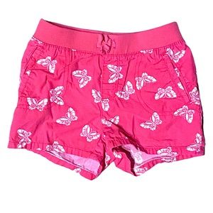 Children’s Place Butterfly Pull-On Bermuda Shorts Pink White Girl’s Size 6